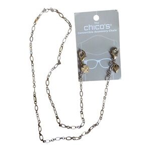 NWT Chico’s Eyeglasses Glasses Mask Gold Silver Convertibile Accessory Chain